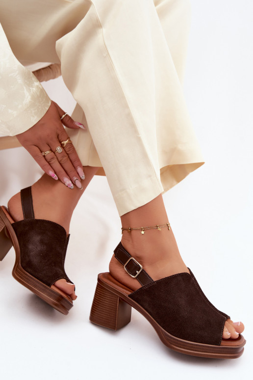 Kožené Elegantné semišové vysoké podpätky Príspevok Vinceza 39995 CzekoladoIne