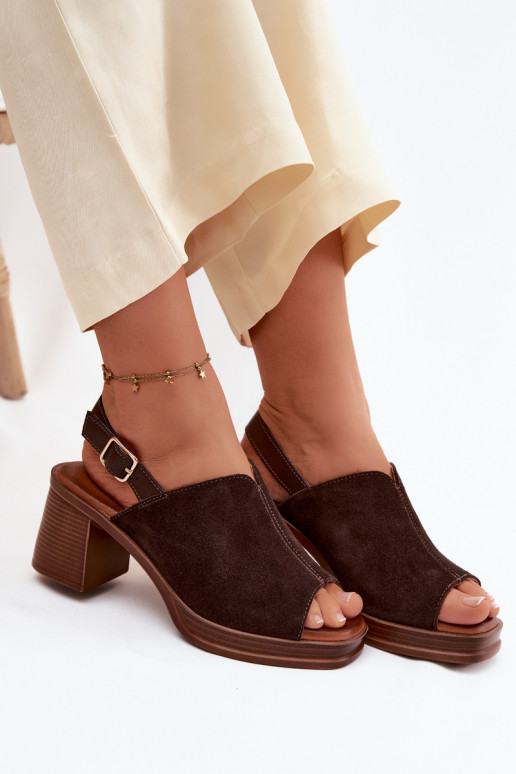 Kožené Elegantné semišové vysoké podpätky Príspevok Vinceza 39995 CzekoladoIne