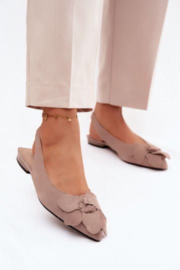 sandále Kožené zo semišu so širokými podpätkami S Ornatem Kvet Vinceza 66951 béžová