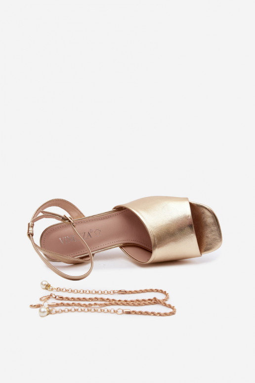 Dámske sandále s podpätkami Vinceza 62297 zlatej farby