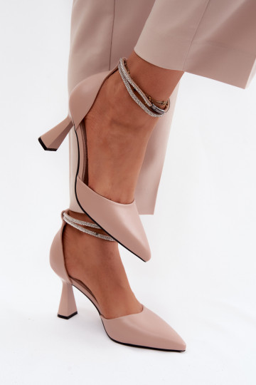 Topánky s podpätkamiBłyszczącym Pruhyem Vinceza 62283 béžová