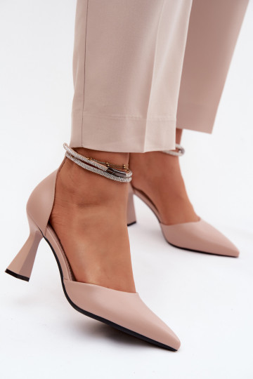 Topánky s podpätkamiBłyszczącym Pruhyem Vinceza 62283 béžová 2