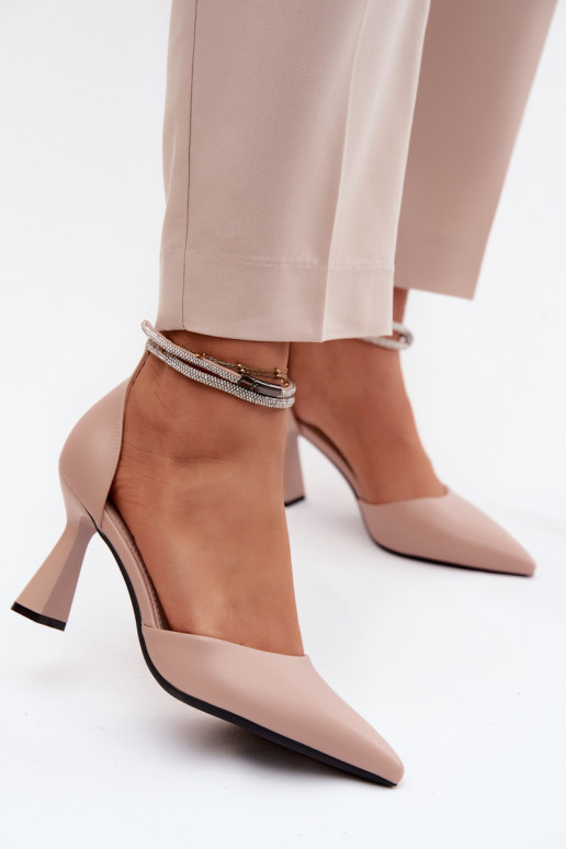 Topánky s podpätkamiBłyszczącym Pruhyem Vinceza 62283 béžová