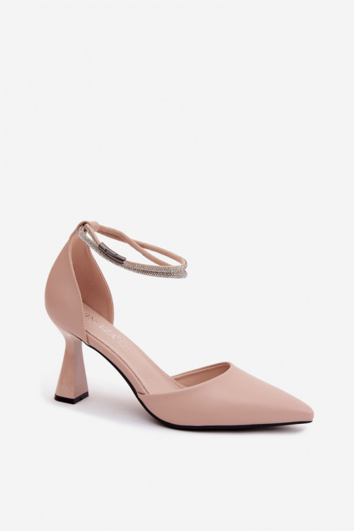 Topánky s podpätkamiBłyszczącym Pruhyem Vinceza 62283 béžová