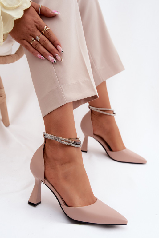 Topánky s podpätkamiBłyszczącym Pruhyem Vinceza 62283 béžová