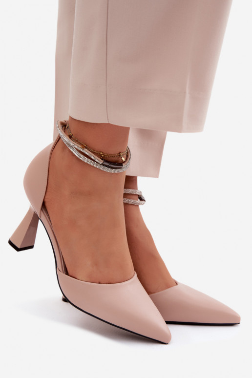 Topánky s podpätkamiBłyszczącym Pruhyem Vinceza 62283 béžová