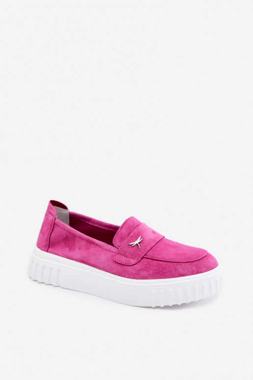Dámske slip-on topánky z umelej semišovej platformy Vinceza 93218 v ružovej