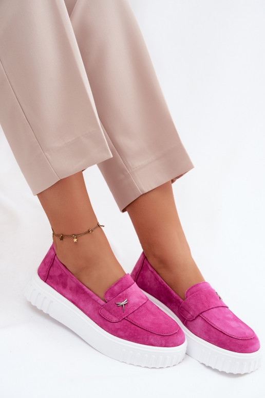 Dámske slip-on topánky z umelej semišovej platformy Vinceza 93218 v ružovej