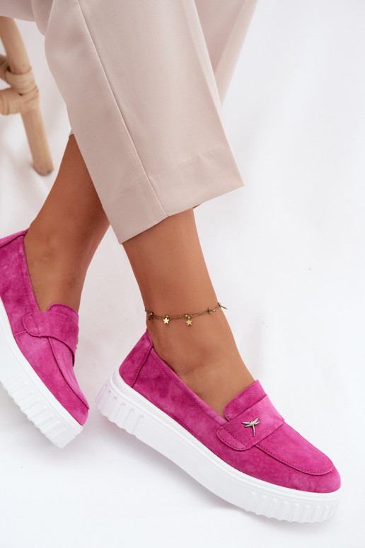 Dámske slip-on topánky z umelej semišovej platformy Vinceza 93218 v ružovej