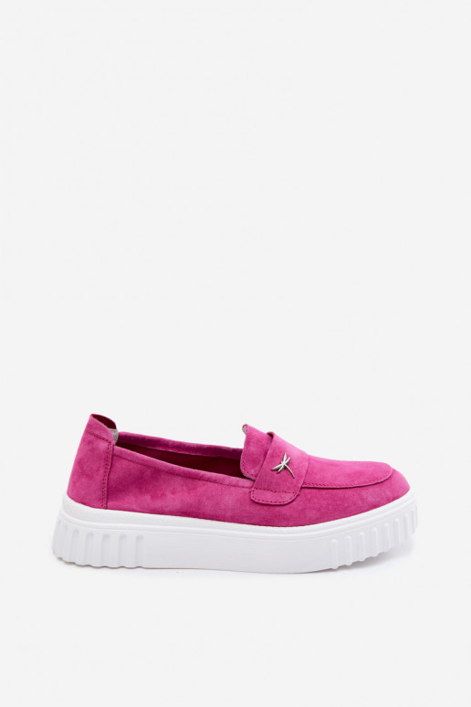 Dámske slip-on topánky z umelej semišovej platformy Vinceza 93218 v ružovej