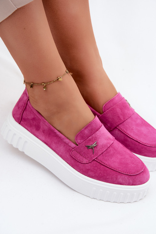 Dámske slip-on topánky z umelej semišovej platformy Vinceza 93218 v ružovej