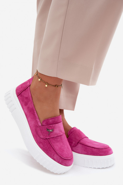 Dámske slip-on topánky z umelej semišovej platformy Vinceza 93218 v ružovej