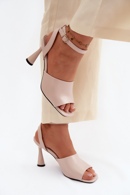 Dámske sandále s podpätkami Vinceza 62297 béžová