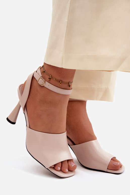 Dámske sandále s podpätkami Vinceza 62297 béžová