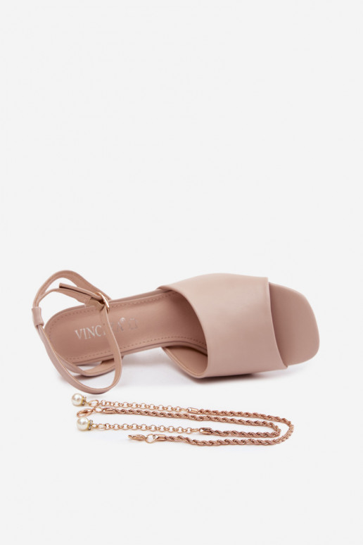 Dámske sandále s podpätkami Vinceza 62297 béžová