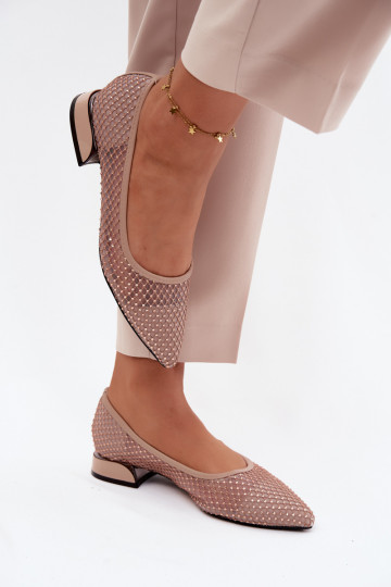 Balerínky Zapnuté nízkom opätku Sieťovina S Dekoráciou Vinceza 62294 béžová