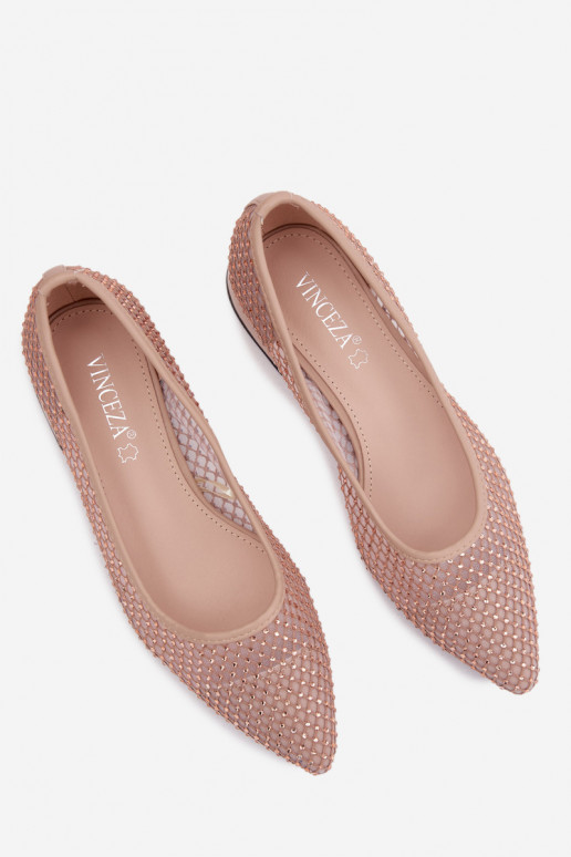 Balerínky Zapnuté nízkom opätku Sieťovina S Dekoráciou Vinceza 62294 béžová