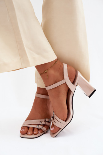 Dámske sandále s podpätkami Príspevok S pruhmi Vinceza 62310 béžová 2