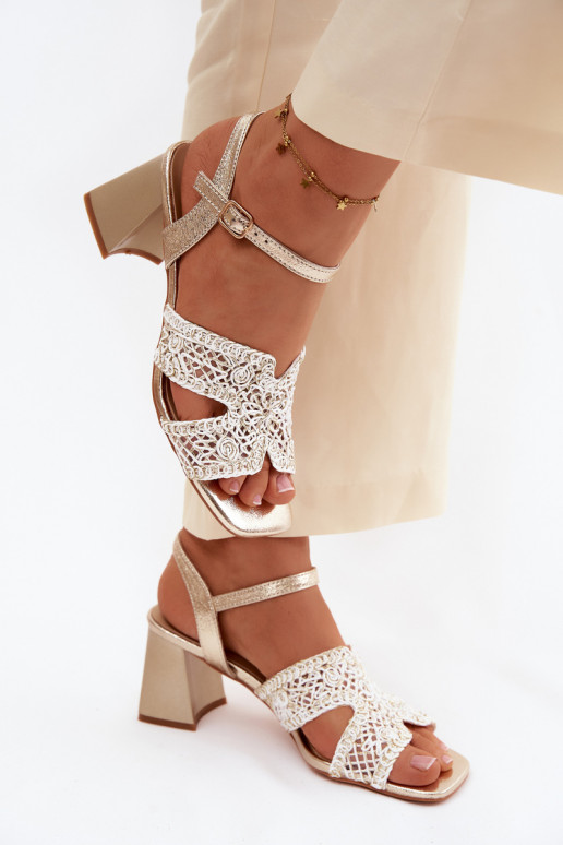 Dámske sandále na vysokom opätku Vinceza 20282 zlatej farby