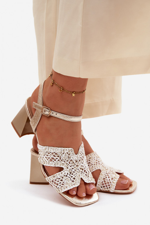 Dámske sandále na vysokom opätku Vinceza 20282 zlatej farby