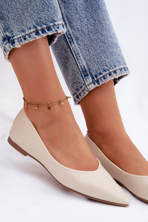 Baleríny z umelej kože farby pieskovej Nelisa