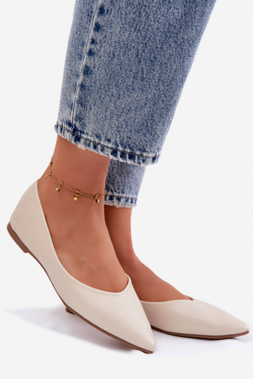 Baleríny z umelej kože farby pieskovej Nelisa