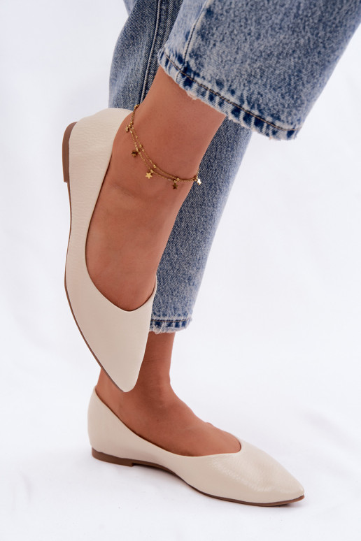 Baleríny z umelej kože farby pieskovej Nelisa