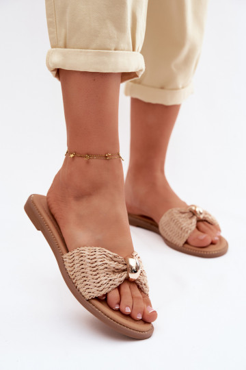 so vzormi Dámske papuče Ze zlatej farbym Detalem béžová Goldie