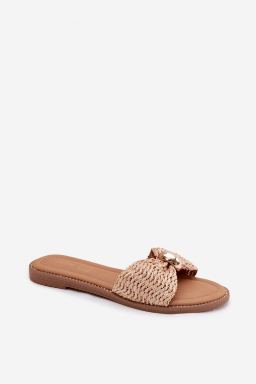 so vzormi Dámske papuče Ze zlatej farbym Detalem béžová Goldie