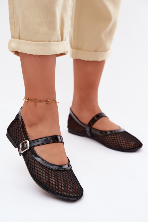 Sieťovina Balerínky s popruhmi čierna Gaia