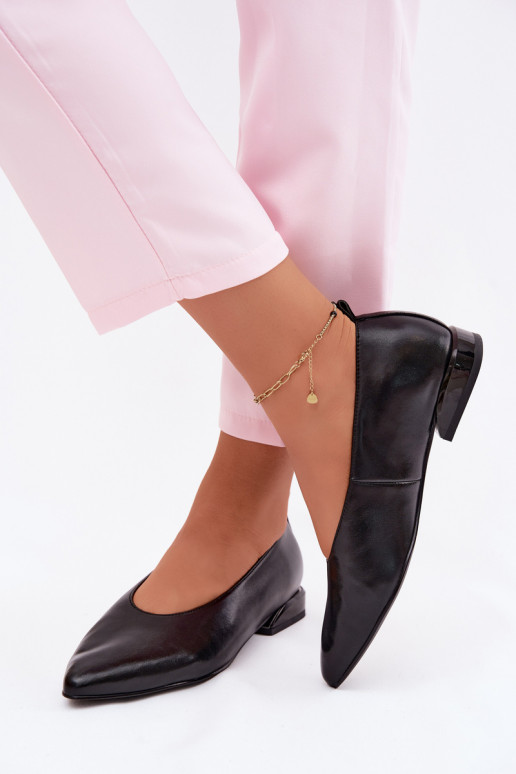 Balerínky so širokými podpätkami čierna Hoshi