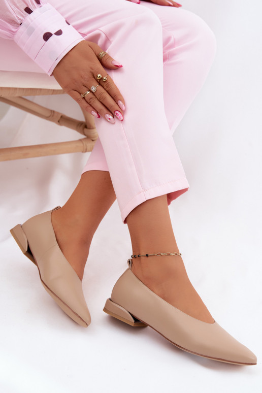 Balerínky so širokými podpätkami béžová Hoshi