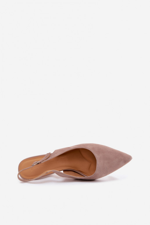 Dámske sandále s tenkými podpätkamiZapnutéturalnego zo semišuu béžová Kandy