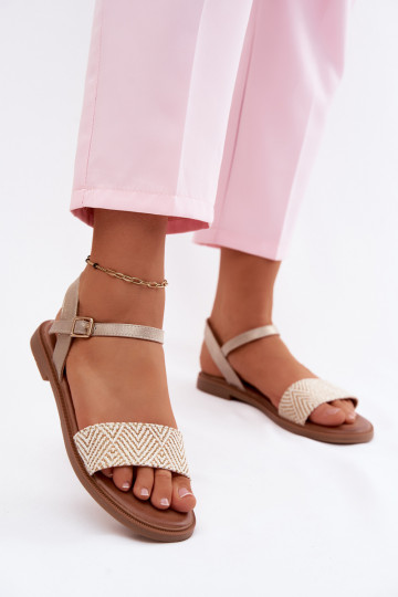 Dámske sandále so širokými podpätkami zlatej farby Lumina 2