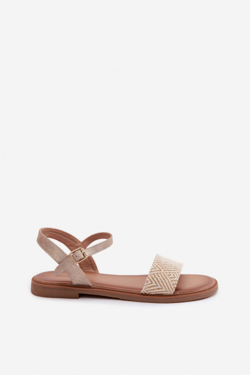 Dámske sandále so širokými podpätkami zlatej farby Lumina