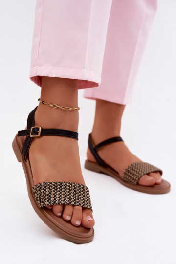 Dámske sandále so širokými podpätkami čierna Lumina