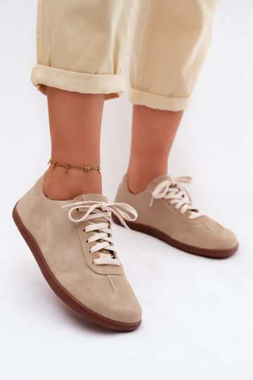 Umelé semišové voľnočasové topánky Barefoot Zazoo N1243 pieskovej farby 2