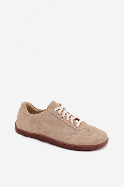 Umelé semišové voľnočasové topánky Barefoot Zazoo N1243 pieskovej farby