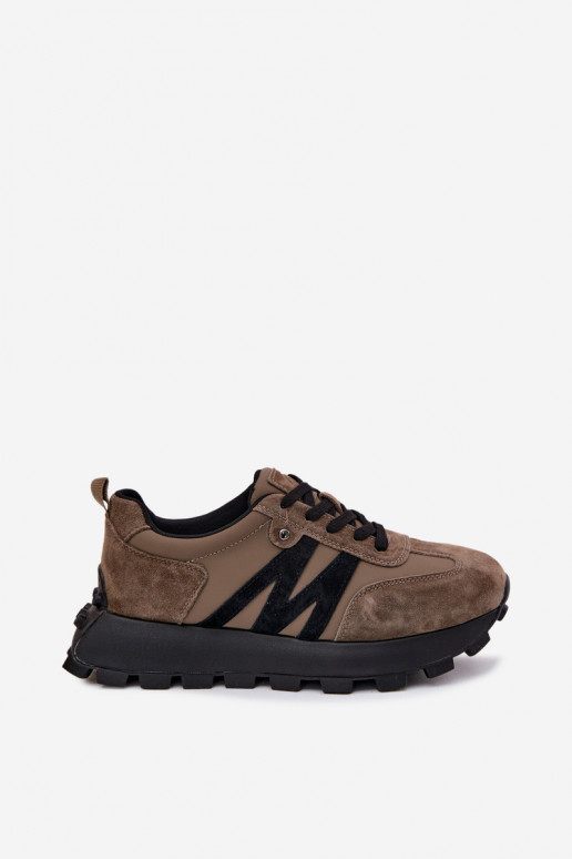 Umelé semišové tenisky s platformou Vinceza 41520 khaki