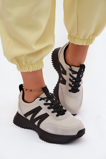 zo semišu Tenisky model obuvi Dámske s platformou Vinceza 41521 sivá