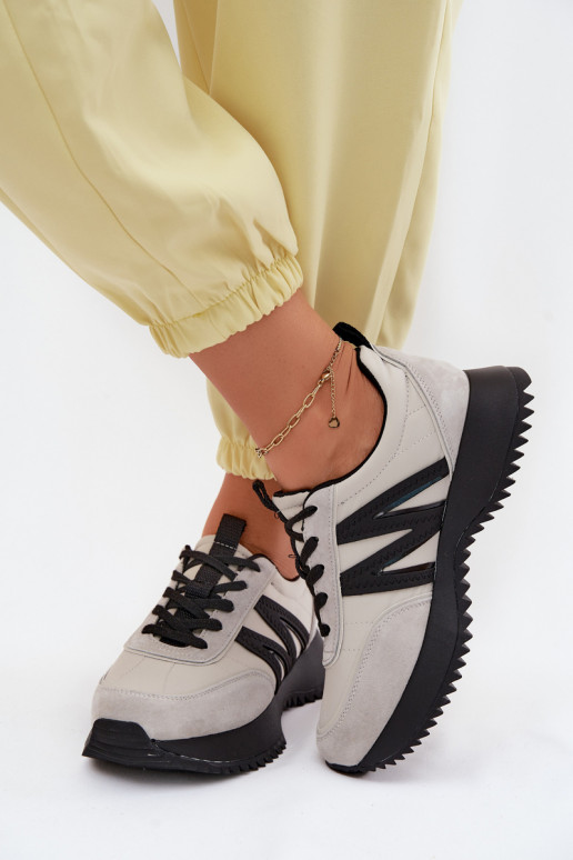 zo semišu Tenisky model obuvi Dámske s platformou Vinceza 41521 sivá