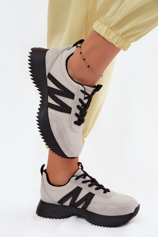 zo semišu Tenisky model obuvi Dámske s platformou Vinceza 41521 sivá