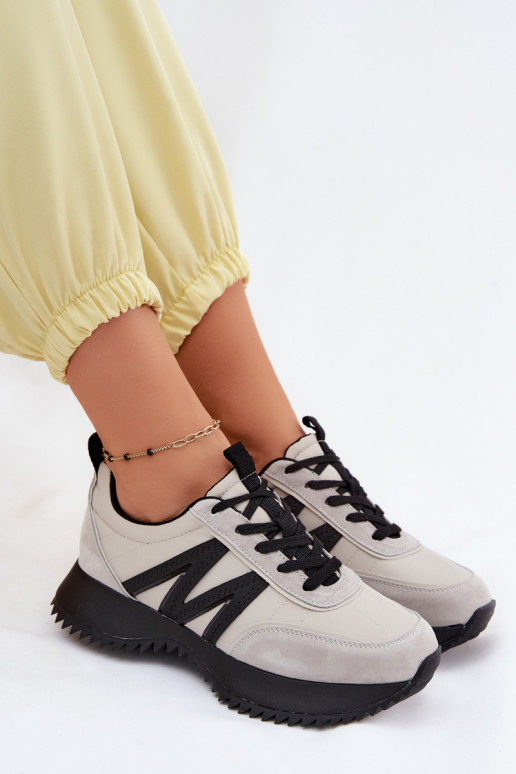 zo semišu Tenisky model obuvi Dámske s platformou Vinceza 41521 sivá