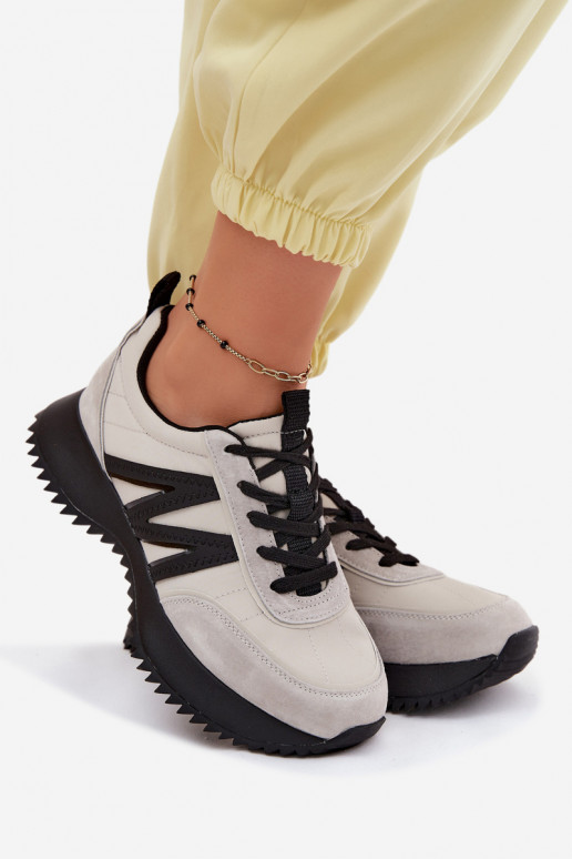 zo semišu Tenisky model obuvi Dámske s platformou Vinceza 41521 sivá