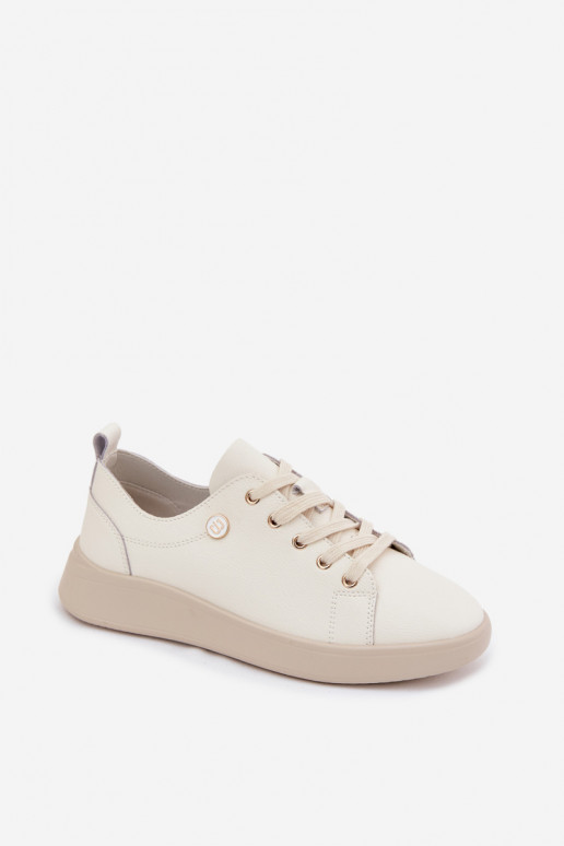 Kožené topánky Vinceza 41508 slonovinovej farby