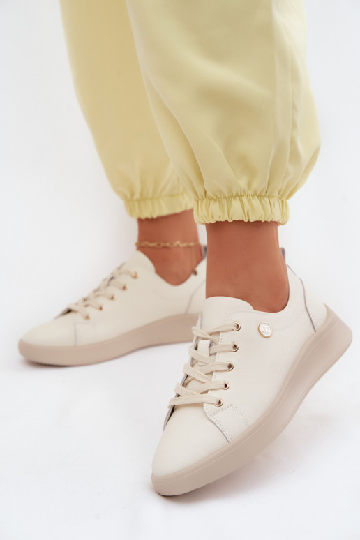 Kožené topánky Dámske Vinceza 41508 slonovina