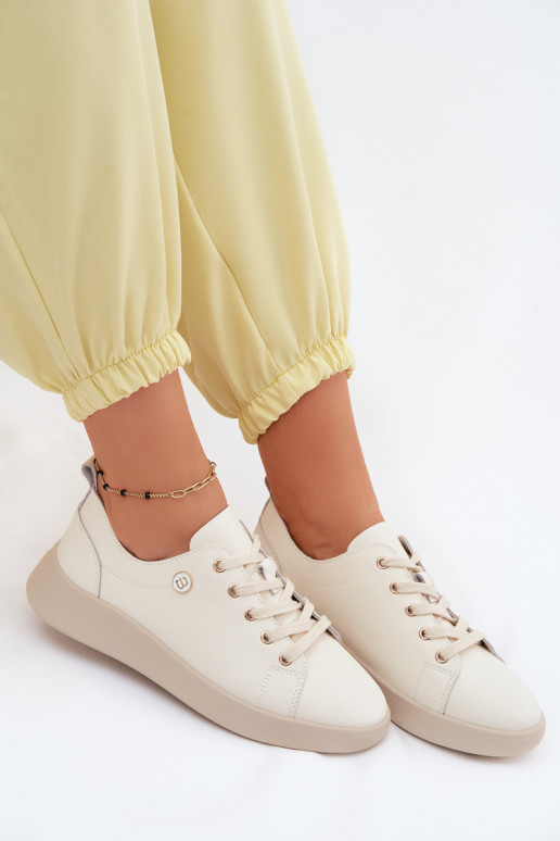 Kožené topánky Dámske Vinceza 41508 slonovina