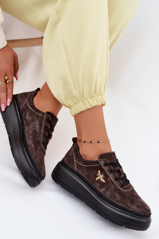 Kožené zo semišu topánky Dámske s platformou Vinceza 41523 CzekoladoIne