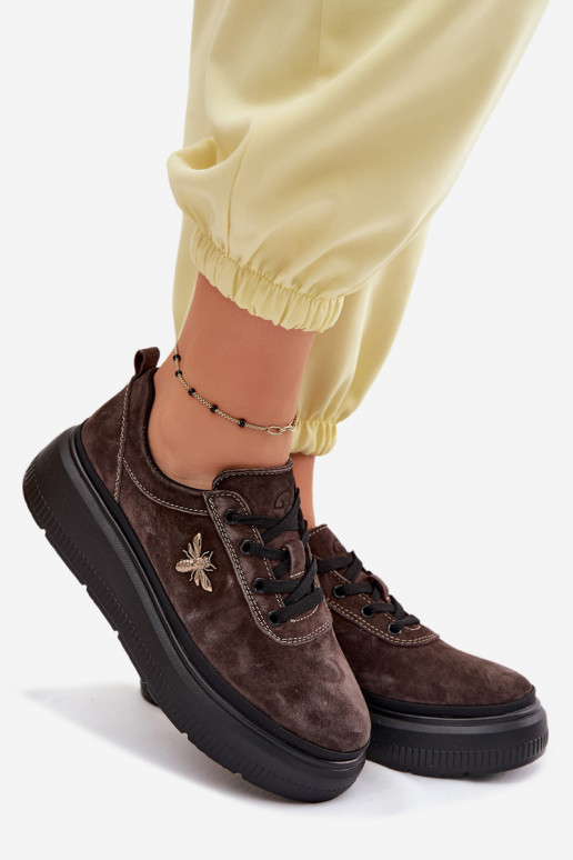 Kožené zo semišu topánky Dámske s platformou Vinceza 41523 CzekoladoIne