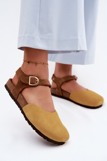 Kožené Dámske semišové sandáleZakrytymi Palcami Máciejka H7365-07 žltá 2